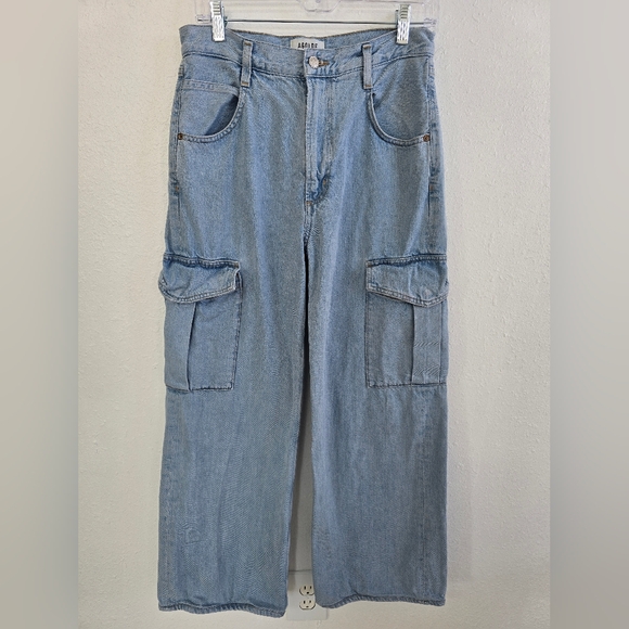 Agolde Minka Light Blue Wide Leg Cargo Jeans Size 27 - Picture 8 of 15
